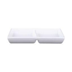 JW521-W - Melamine 2 Compartment Sauce Dish - White
