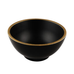 B245080-GLDB - Melamine Round Bowl - Black w/ Gold Decal