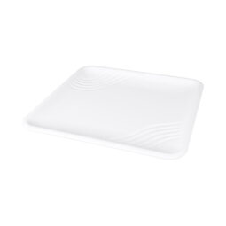 M15SQ-NW - Melamine Square Ribbed Platter - White