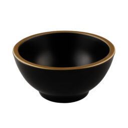 B245060-GLDB - Melamine Round Bowl - Black w/ Gold Decal