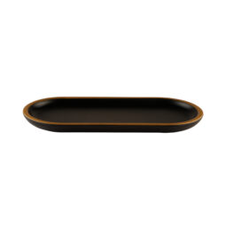 B252102-GLDB - Melamine Oval Plate - Black w/ Gold Decal