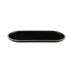 B251127-SLVB - Melamine Oval Plate - Black w/ Silver Decal