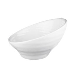 D95RR-W - Melamine Angled Bowl - White Gloss Inside/White Matte Outside