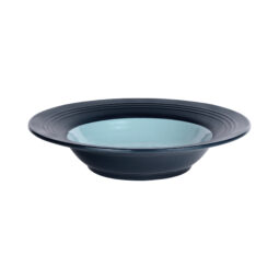DB82GM-ABY/LAP - Melamine Round Two-Tone Bowl - Abyss Gloss Inside/Lapis Matte Outside