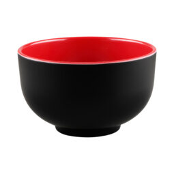 JW4432T-BR - Melamine Round Two-Tone Bowl - Black Outside, Red Inside