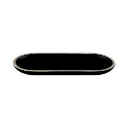 B252102-SLVB - Melamine Oval Plate - Black w/ Silver Decal