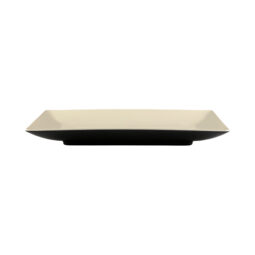 JW1382T-ES - Melamine Rectangular Two-Tone Plate - Ebony Outside, Sand Inside