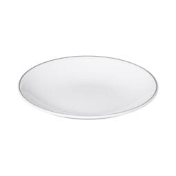 D1106L-W - Melamine Round Plate - White w/ Black Trim