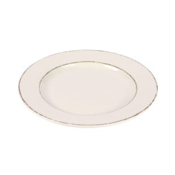 D1025T-V - Melamine Round Double-Line Plate - Vanilla