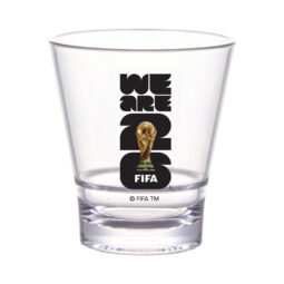 S-9-FIFA26-LOGOCOLOR - 9 oz (9.8 oz Rim-Full) 3.3" Stackable Glass, 3.7" H., World Cup Trophy Logo, 24 per case