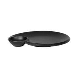 B429095-B - Melamine Round Chip & Dip Plate - Black