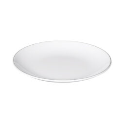 D1109L-W - Melamine Round Plate - White w/ Black Trim