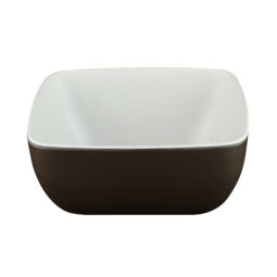 B266069-WS/CH - Melamine Rectangular Bowl - White Speckle Inside, Chocolate Outside