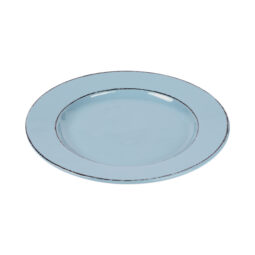 D1025T-CB - Melamine Round Double-Line Plate - Cameo Blue