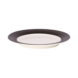 D897GM-AW/CH - Melamine Round Two-Tone Plate - Antique White Gloss Inside/Chocolate Matte Outside