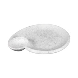 B429095-GYM - Melamine Round Chip & Dip Plate - Gray Marble
