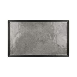 B177208-SLVB - Melamine Rectangular Tray - Black w/ Silver Decal