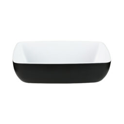B264105-BW - Melamine Rectangular Bowl - White Inside, Black Outside