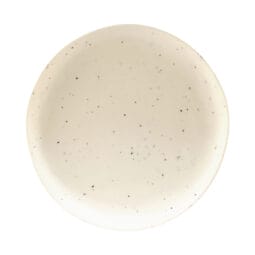 B182080-ESS - Melamine Round Plate - Eggshell w/ Speckle