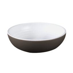 B7R2T-WS/CH - Melamine Round Bowl - White Speckle Inside, Chocolate Outside