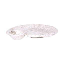 B429095-BRM - Melamine Round Chip & Dip Plate - Brown Marble