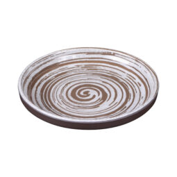 B398071-SDW - Melamine Round Coupe Plate - Stardust White