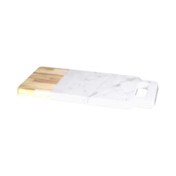 M715RCM-AWC - Melamine Rectangular Serving Board w/ Handle - Alder Wood, Carrara Marble