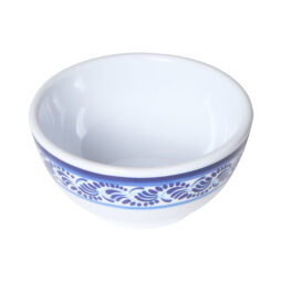 B-525-DE - 16 oz (16.4 oz Rim-Full), 5.25" dia, 2.5" H Round Rimless Bowl, White with Blue Decal, G.E.T. Diamond Esencia