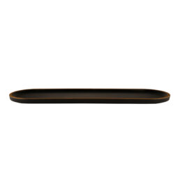 B250200-GLDB - Melamine Oval Bowl Lid - Black w/ Gold Decal
