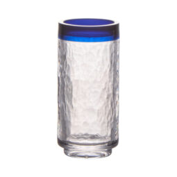 SOL-2SH-CL - 2 oz Shot Glass, Textured Clear with Blue Rim 1.6" Dia. 3.5" H