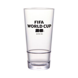 S-18-FIFA26-LOGOBW - 20 oz (21 oz rim-full), 3.4" Stackable Glass, 6.6" H., World Cup B&W Logo, 24 per case
