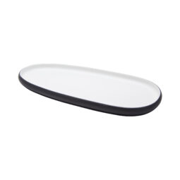 21382-TOH/BK - 15.5" hatch touch of honey interior/raven exterior large oblong melamine platter, 15.5"L x 7.5"W x 1"H, GET, cheforward