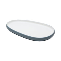 21381-TOH/BL - 12.7" hatch touch of honey interior/bluejay exterior oblong melamine platter, 12.7"L x 8.7"W x 1"H, GET, cheforward