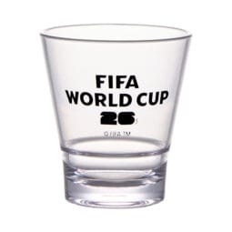 S-9-FIFA26-LOGOBW - 9 oz (9.8 oz Rim-Full) 3.3" Stackable Glass, 3.7" H., World Cup B&W Logo, 24 per case