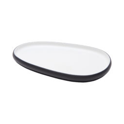21381-TOH/BK - 12.7" hatch touch of honey interior/raven exterior oblong melamine platter, 12.7"L x 8.7"W x 1"H, GET, cheforward