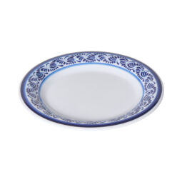WP-7-DE - 7" Wide Rim Plate, White with Blue Decal, G.E.T. Diamond Esencia