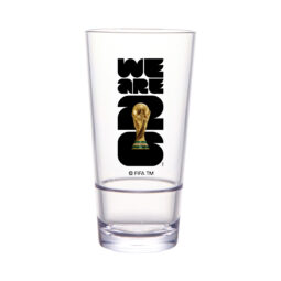 S-18-FIFA26-LOGOCOLOR - 20 oz (21 oz rim-full), 3.4" Stackable Glass, 6.6" H., World Cup Trophy Logo, 24 per case