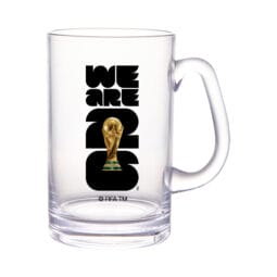 SW-1464-FIFA26-LOGOCOLOR - 20 oz (21 oz Rim-Full), 3.4" (4.9" w/Handle) Beer Mug, 5.6" H., World Cup Trophy Logo, 24 per case